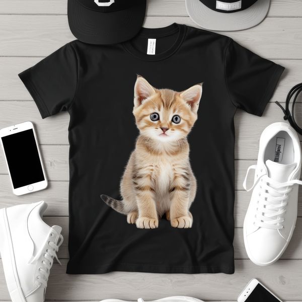 Cute Feline Friend Template A cute kitten sitting on a background with clear space around it.