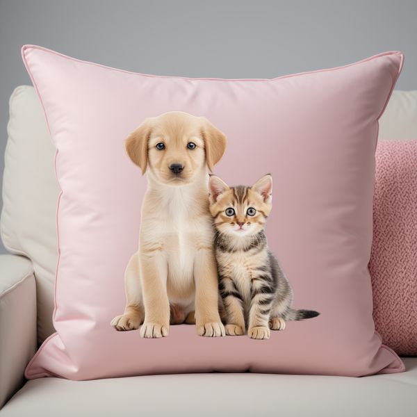 Adorable Animal Buddies Clipart A cute puppy kitten sitting together on a white background, suitable for various creative projects.