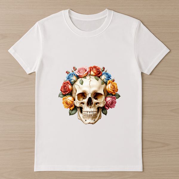 Skeletal Design with Clear Background A stylized transparent skull illustration with a clear background.