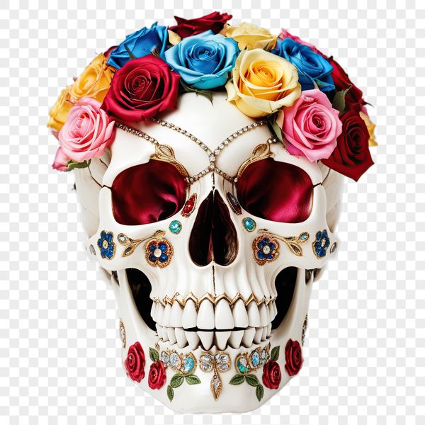 Skull Illustration in Simple Design A detailed illustration of a skull in a simple design, available as a free download in high-quality PNG format.