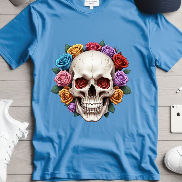 Halloween Decorations with a Touch of Floral Elegance A high-resolution transparent skull graphic with a clear background, suitable for sublimation printing and commercial use.