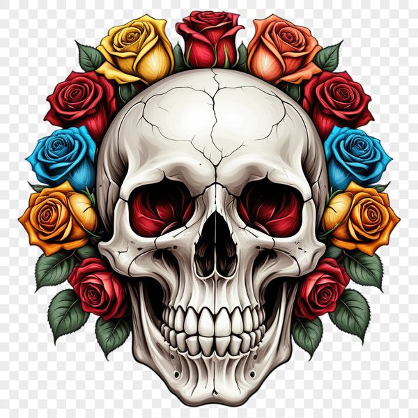 Skull Silhouette A high-resolution transparent skull image with a clear background, suitable for commercial or personal use.