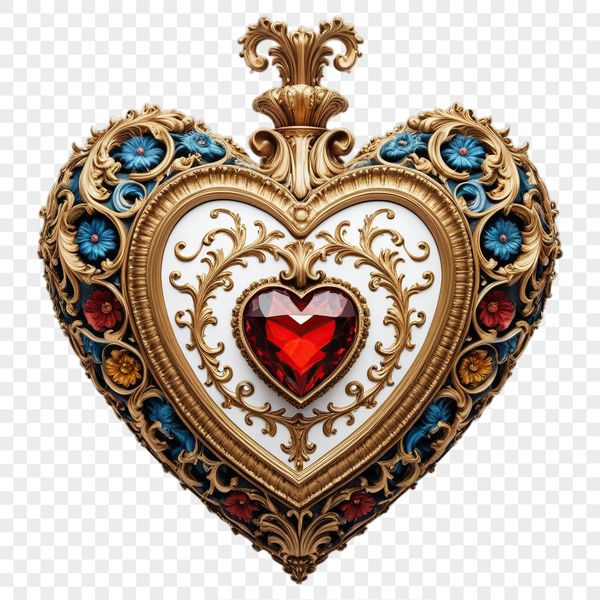 A transparent PNG image of a heart symbol representing love and affection.