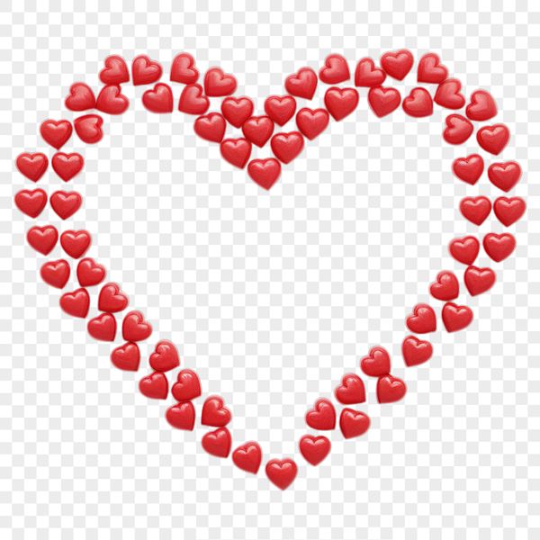 A transparent PNG image of a stylized heart with a clear background, suitable for commercial or personal use.