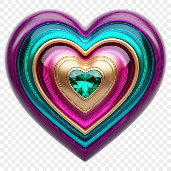 A transparent and clear PNG image of a stylized love heart, perfect for commercial or personal use in various projects.