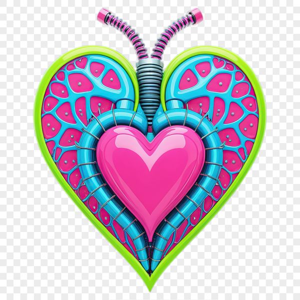 A high-resolution transparent love heart with a clear background, ideal for sublimation printing or digital use.