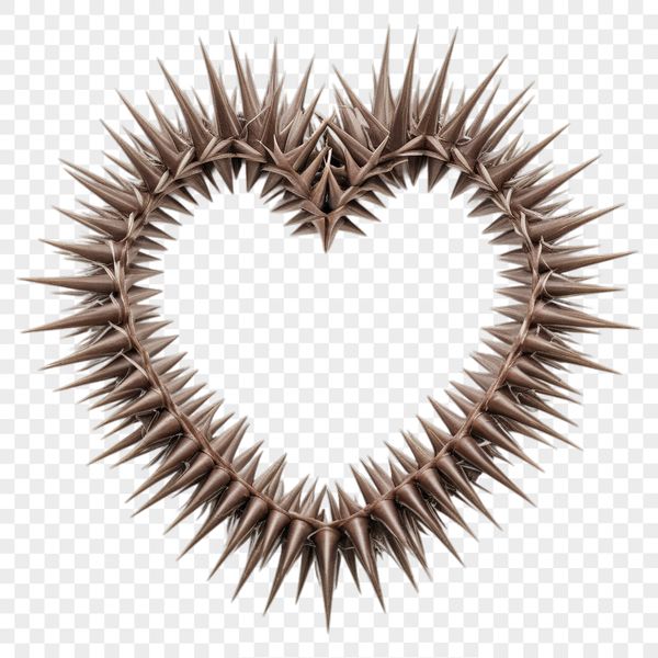 A transparent PNG image of a stylized love heart with a clear background, ideal for commercial or personal use.