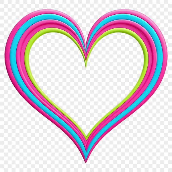 A transparent PNG graphic of a stylized heart icon with a clear background.