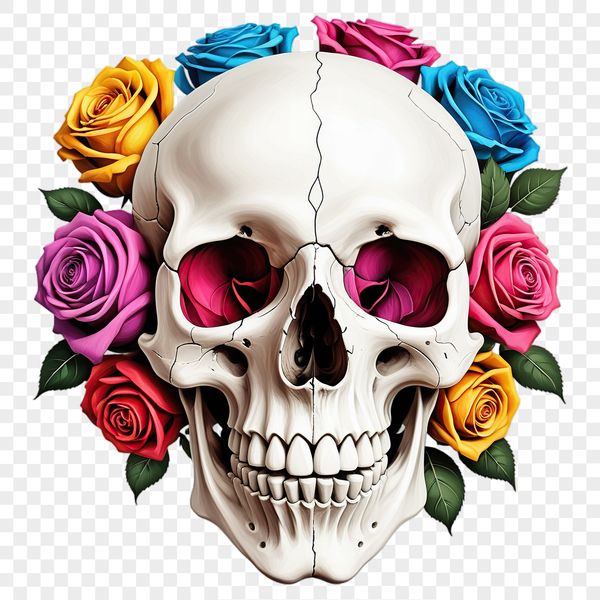 Free High Resolution Skull Design A transparent PNG skull with a clear background.