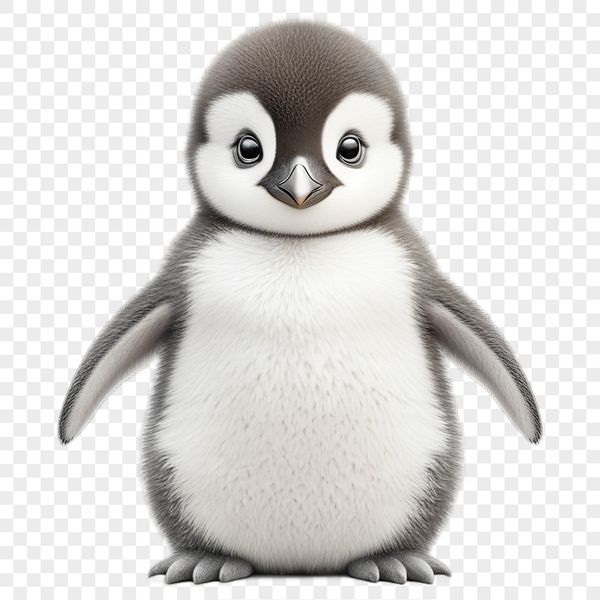 Adorable Baby Penguin with Yellow Head A juvenile penguin with distinctive yellow patches on its head and a small beak.