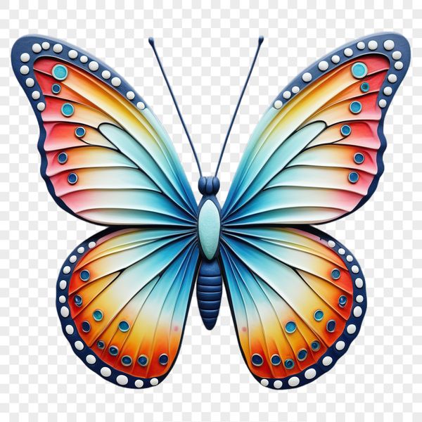 High-resolution PNG image of a colorful butterfly on a clear background.