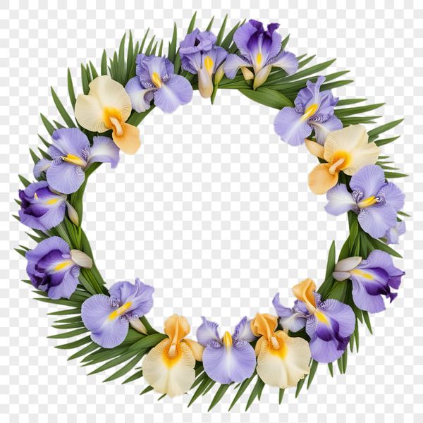 High-Quality Flower Wreath Image A high-resolution floral wreath with clear background suitable for commercial or personal use.
