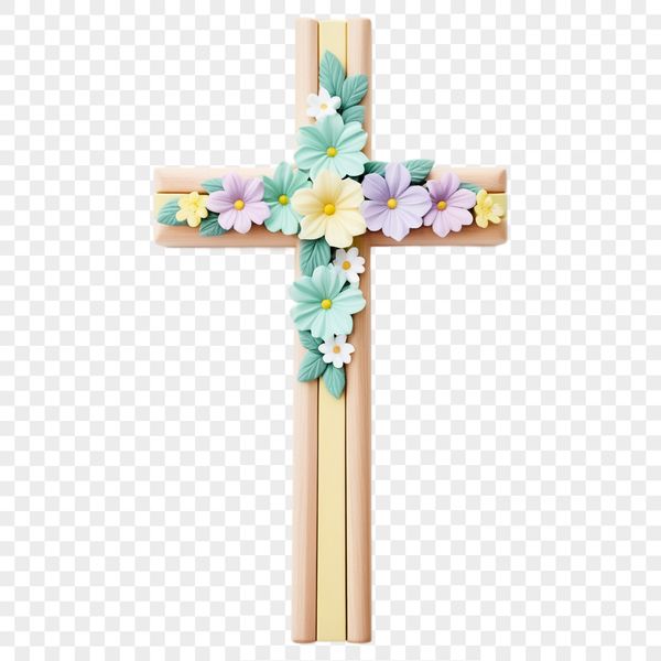 Elegant Christian Cross Design A transparent high-resolution digital illustration of a Christian cross.