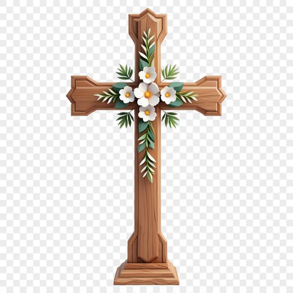 A transparent PNG image of a detailed crucifix against a clear background.