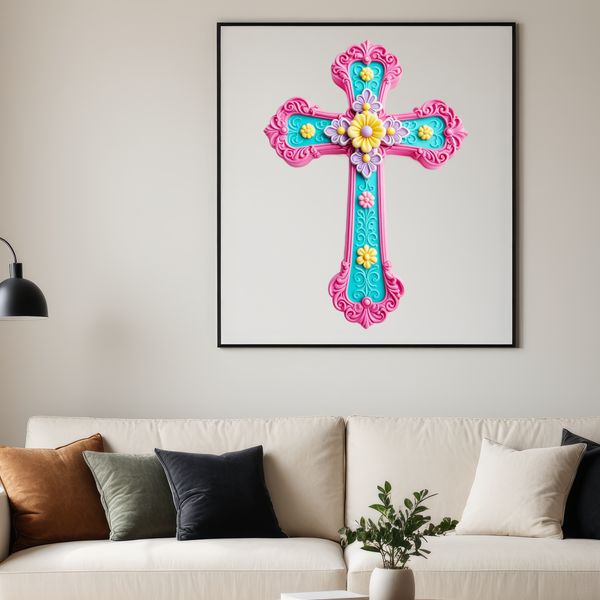 Beautiful Transparent Cross Symbol A simple transparent PNG image of a traditional cross with intricate details.