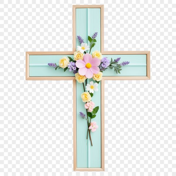 Beautiful High Resolution Cross PNG A transparent PNG file of a simple cross with floral details on the arms.