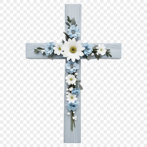 Simple religious icon of a cross in a white PNG format suitable for printing and digital use.