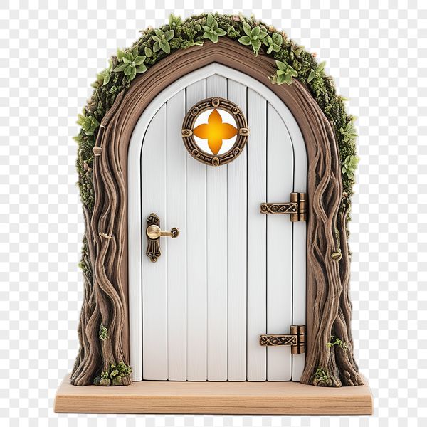 A small, high-resolution fairy door in a clear background PNG file.