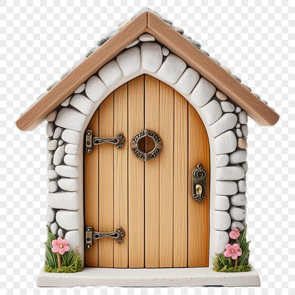 Magical Doorway with Clear Background A whimsical fairy door with a transparent background, ideal for commercial or personal projects.