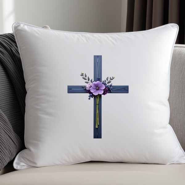 High Resolution Floral Cross Clip Art A high-resolution transparent PNG image of a cross with floral elements.