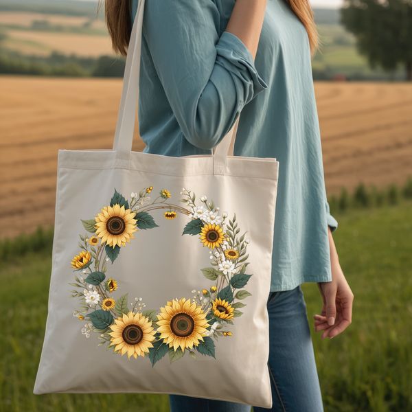 Vibrant Sunflower Wreath A high-resolution floral wreath featuring a sunflower arrangement on a transparent background.