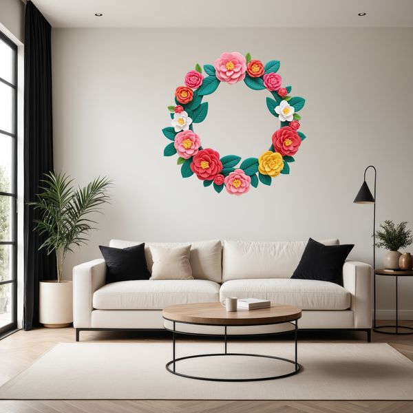 Floral Wreath Clip Art for Commercial Use A high-resolution floral wreath with a clear transparent background, suitable for sublimation printing or commercial use.