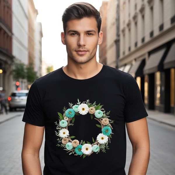 Free Printable Flower Wreath Template A high-resolution floral wreath design with clear background for sublimation and print projects.