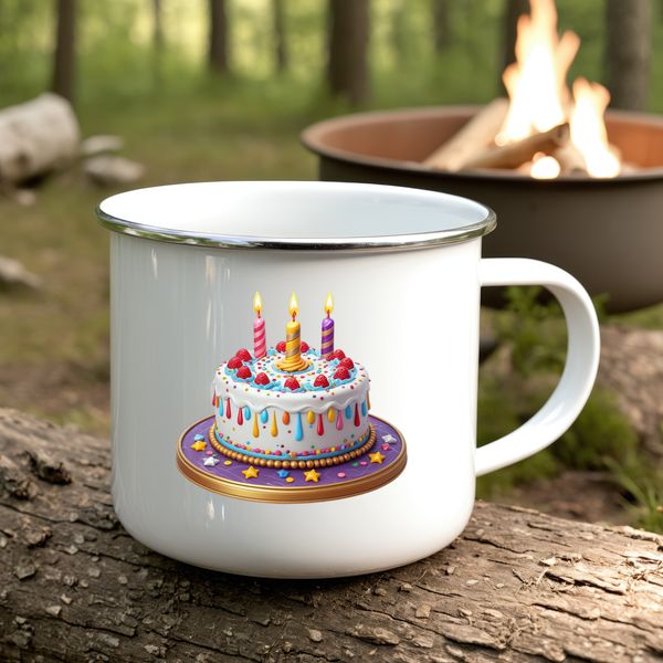 Colorful Birthday Cake Decorations A colorful birthday cake with candles and decorations on top, suitable for print or digital use.