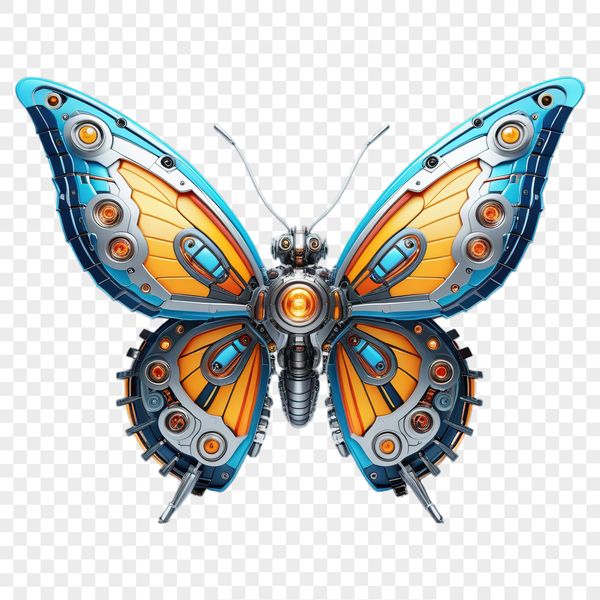 A colorful transparent PNG image of a realistic insect butterfly with vibrant wings.
