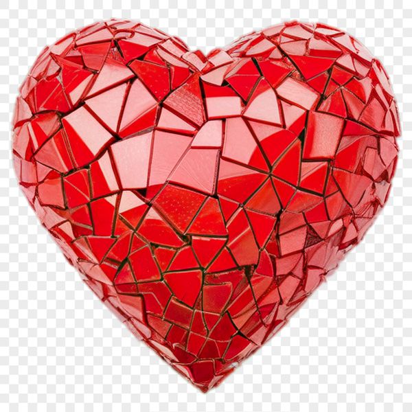 A high-resolution transparent PNG image of a stylized heart, ideal for digital and print projects.