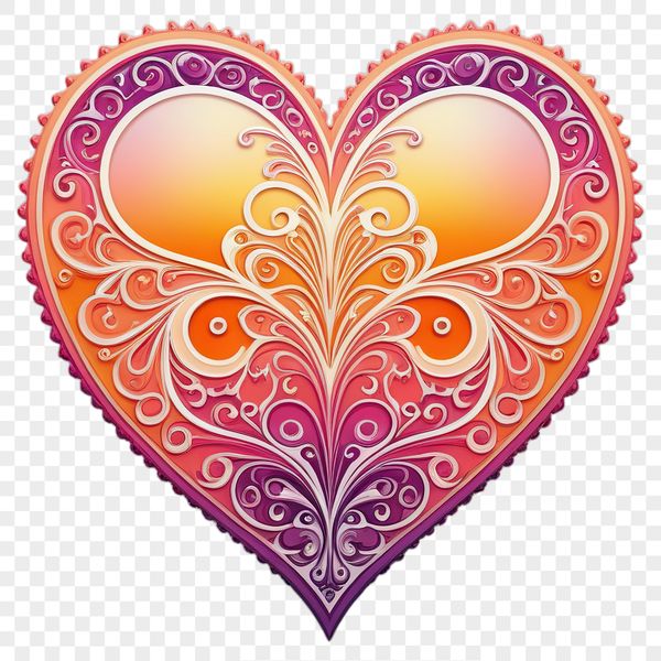 A transparent PNG heart graphic with a clear background, suitable for sublimation printing.