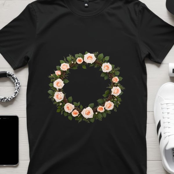 A floral wreath made from various flowers and foliage, suitable for commercial or personal use as a high-resolution template.