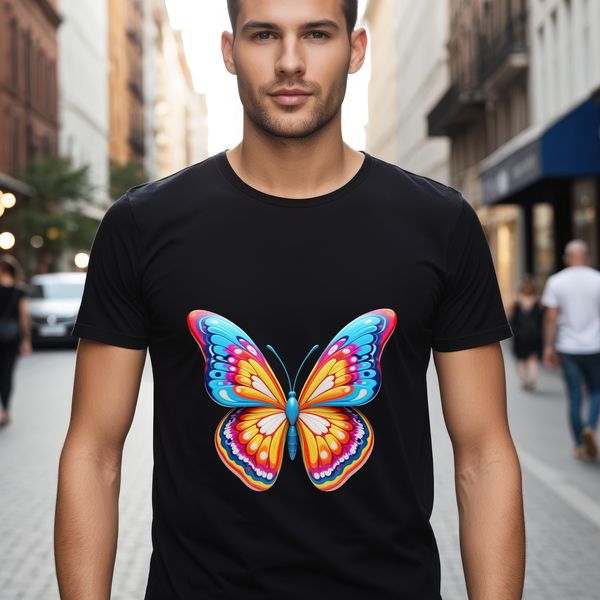 Colorful butterfly on a transparent background, suitable for sublimation or commercial use.