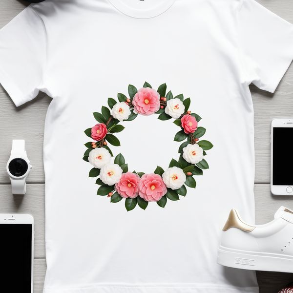 High-Res Flower Wreath Design Template A large, high-resolution floral wreath with a clear background, ideal for digital print and sublimation.