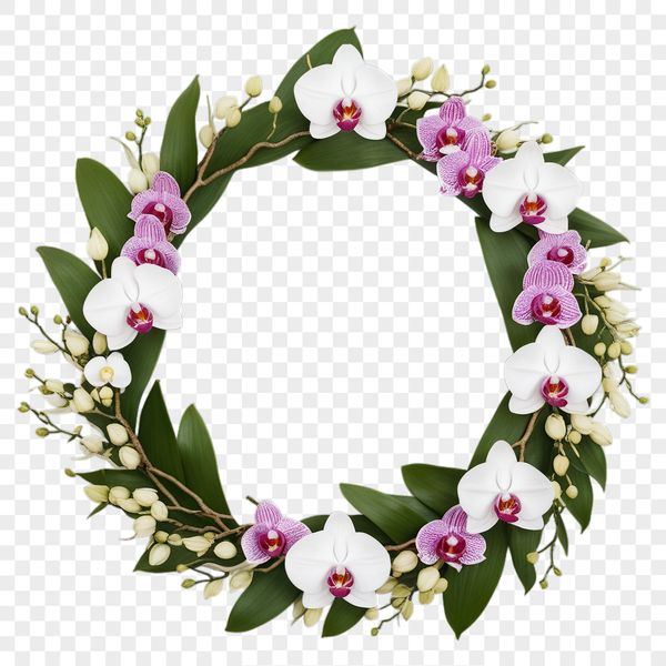 Clear Background PNG Wreath Image A floral arrangement in the shape of a wreath with clear background.