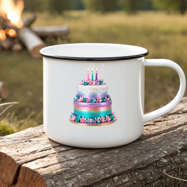 A large, detailed illustration of a birthday cake in a single layer PNG format suitable for various design uses.