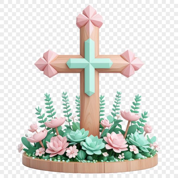 Clear Transparent Crucifix Image A clear image of a traditional religious cross with intricate details, suitable for high-resolution printing or digital use.