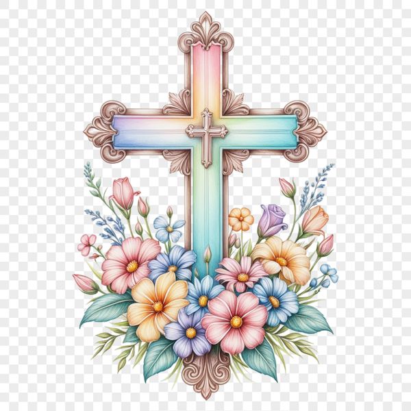 A transparent PNG image of a Crucifix icon with a clear background, suitable for sublimation printing.