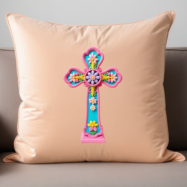 Traditional Christian Symbol Cross Design A high-resolution image of a traditional Christian symbol, featuring a cross in a simple design.