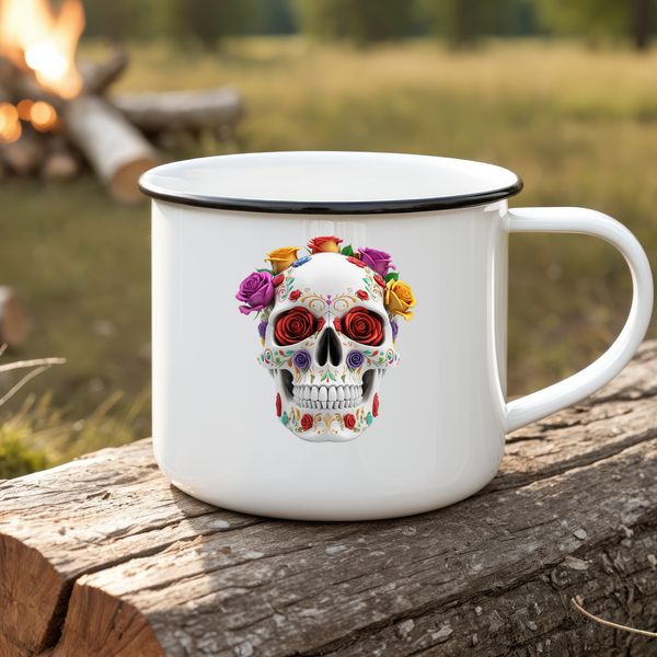 A minimalist white skull graphic. A simple white skull with a clear background, suitable for sublimation printing.