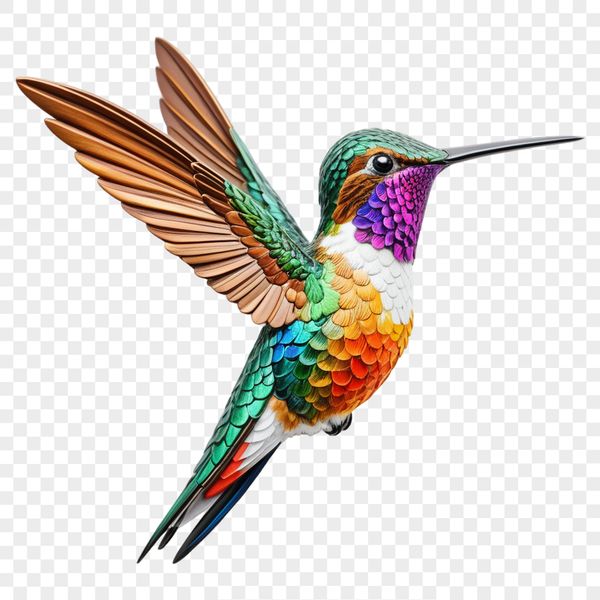 A high resolution transparent PNG image of a hummingbird perched on a branch against a clear background.