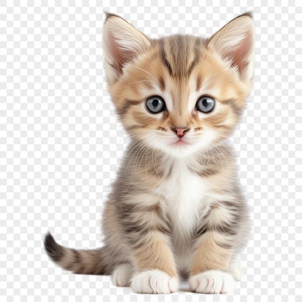 A high-resolution image of a cute cat in a transparent PNG format.