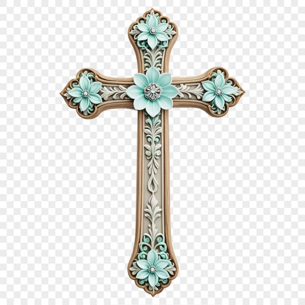 A high-resolution image of a simple white cross with floral elements, suitable for personal or commercial use.