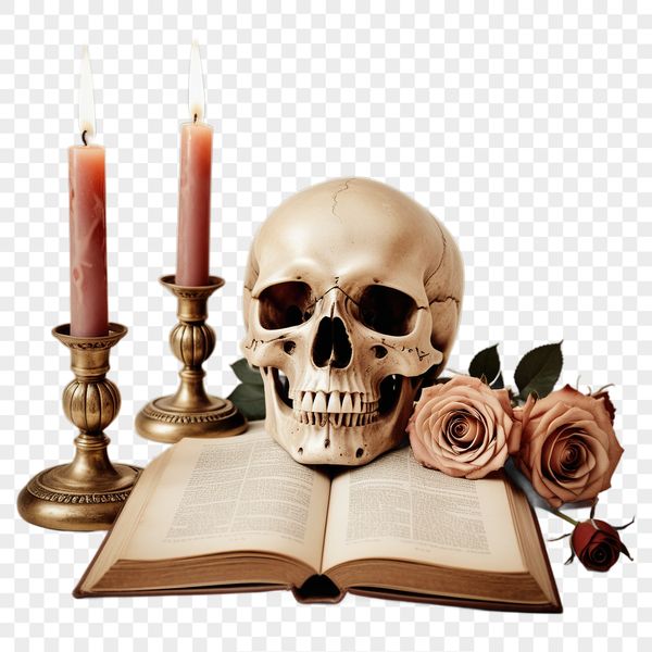 High-Resolution Skull Image Download A high-resolution transparent image of a skull with a clear background, suitable for various creative uses.