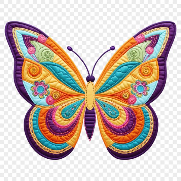Colorful Insect Portrait on Clear Background A colorful butterfly with intricate patterns sitting on a clear background.
