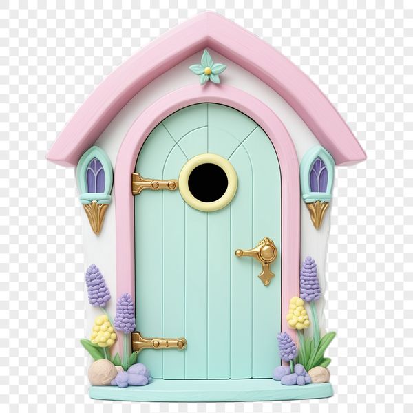 A whimsical fairy door with a clear background, perfect for creative projects.