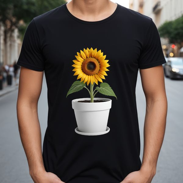 Beautiful Sunflower PNG Image A high-resolution transparent PNG image of a single sunflower in a flower pot with a clear background.