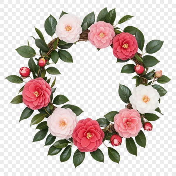 A clear background floral wreath design featuring colorful flowers for DIY projects, invitations, and signs.
