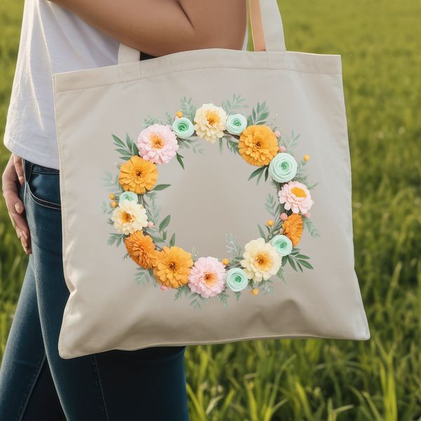 Elegant Floral Garland for Printing and Crafts A high-resolution floral wreath with clear background, ideal for sublimation printing and DIY crafts.