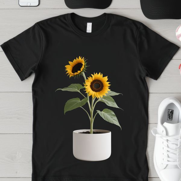 Vibrant Sunflower in Pot A single large sunflower in a flower pot with a clear transparent background.